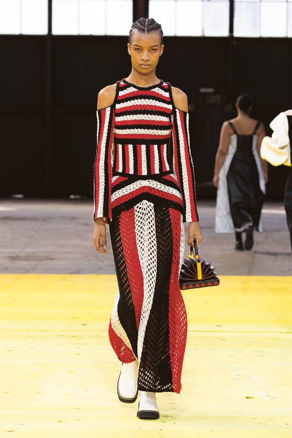Gabriela Hearst Carr Macrame Dress In Red Multi Wool
