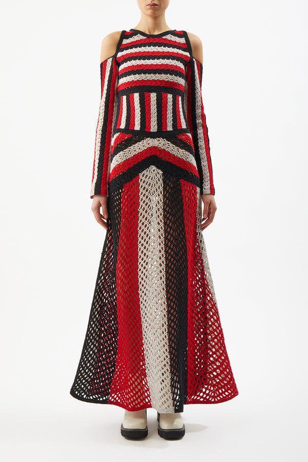 Gabriela Hearst Carr Macrame Dress In Red Multi Wool