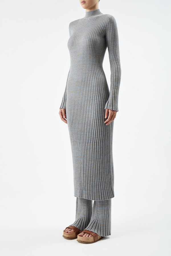 Gabriela Hearst Castor Knit Dress In Light Blue Melange Cashmere