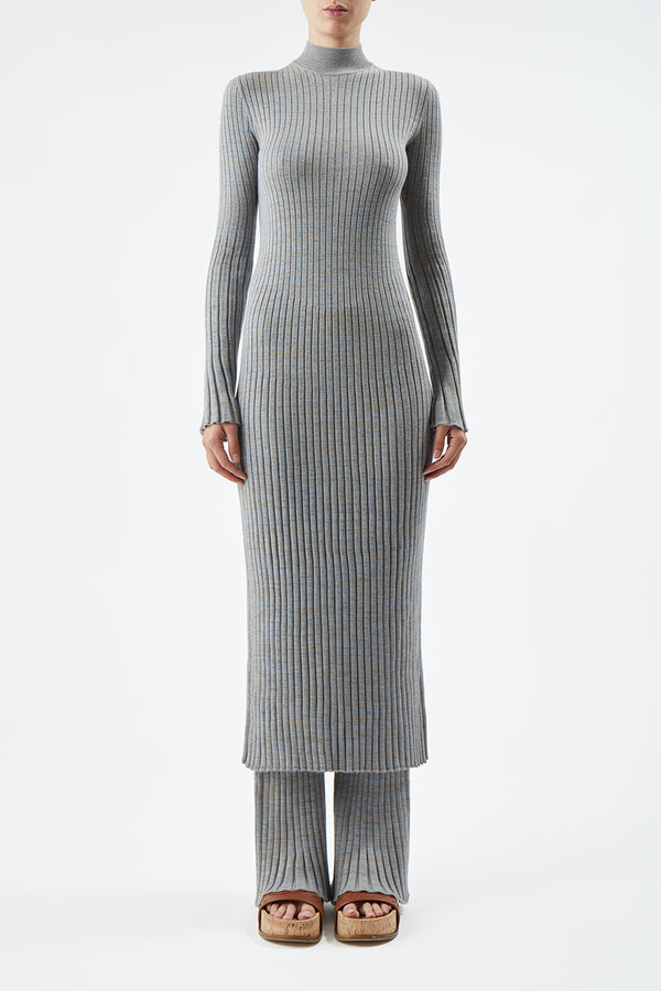 Gabriela Hearst Castor Knit Dress In Light Blue Melange Cashmere