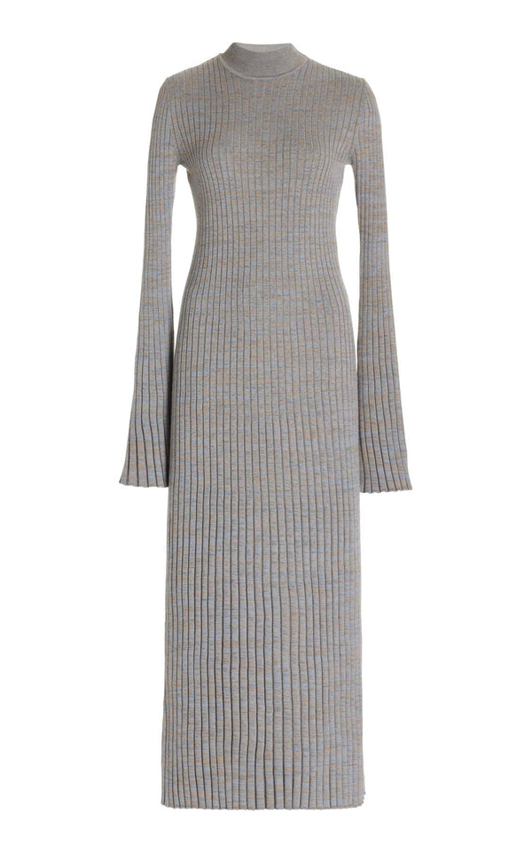gabriela hearst Castor Knit Dress in Light Blue Melange Cashmere