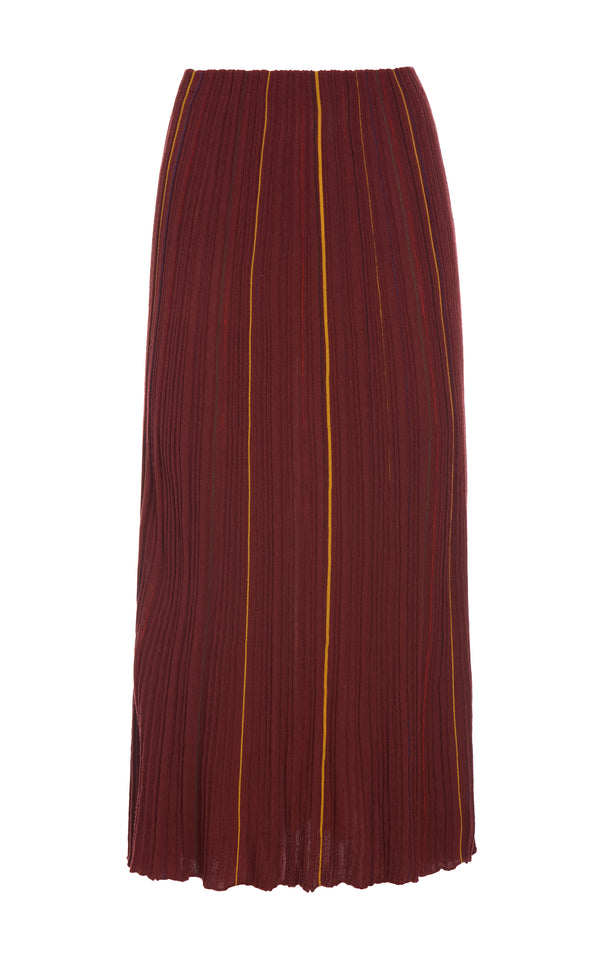gabriela hearst Celeano Pinstripe Knit Midi Skirt Burnt Sienna Merino Wool