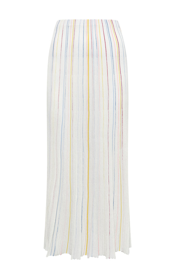 gabriela hearst Celeano Pinstripe Knit Midi Skirt in Ivory Multi Merino Wool