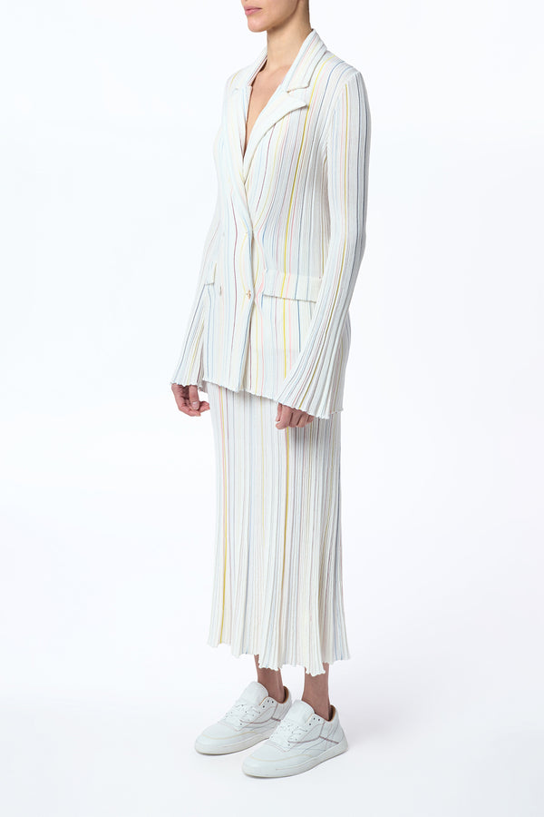 Gabriela Hearst Ceres Pinstripe Knit Jacket In Ivory Multi Merino Wool