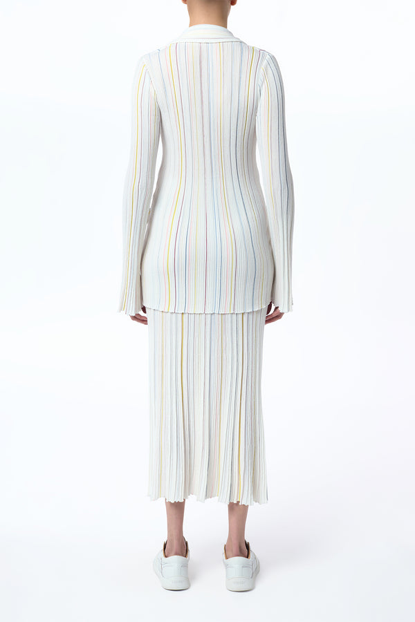 Gabriela Hearst Ceres Pinstripe Knit Jacket In Ivory Multi Merino Wool