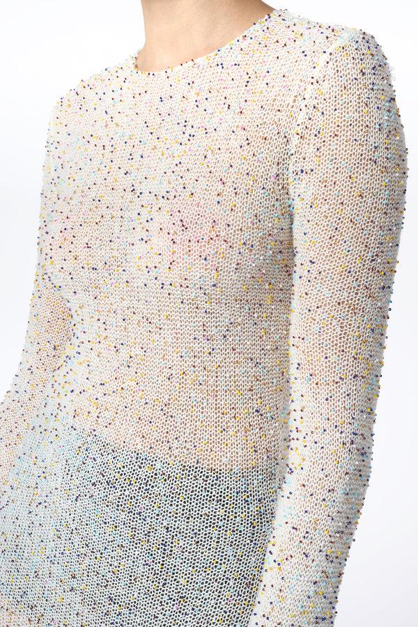 Gabriela Hearst Chandra Knit Maxi Dress In Ivory Multi Beaded Cashmere