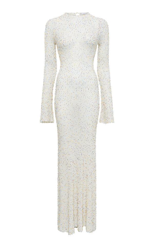 gabriela hearst Chandra Knit Maxi Dress in Ivory Multi Beaded Cashmere