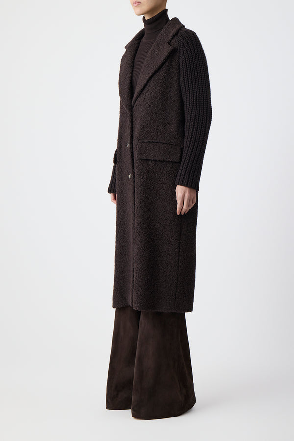 Gabriela Hearst Charles Coat In Chocolate Recycled Cashmere Boucle