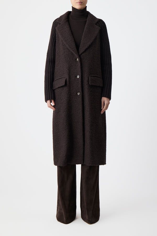 Gabriela Hearst Charles Coat In Chocolate Recycled Cashmere Boucle