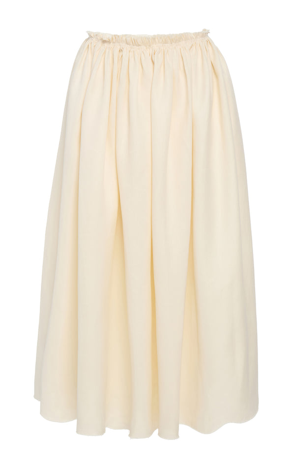 gabriela hearst Chiara Pleated Midi Skirt in Ivory Textured Linen