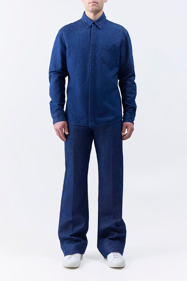 Gabriela Hearst Cholul Shirt In Recycled Cotton Linen Denim