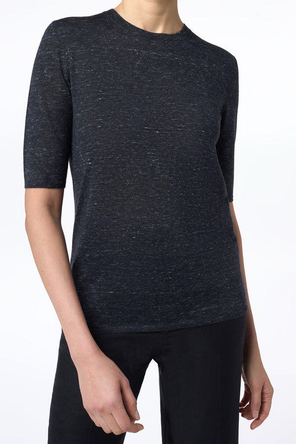 Gabriela Hearst Chryse Knit T-Shirt In Black Cashmere Silk With Hemp