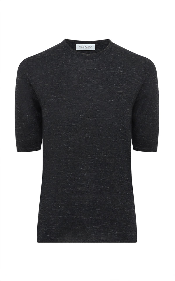 gabriela hearst Chryse Knit T-Shirt in Black Cashmere Silk with Hemp