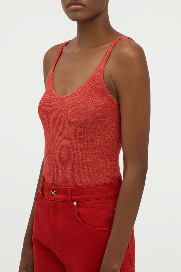 Gabriela Hearst Cinxia Knit Tank Top In Antelope Orange Cashmere Silk With Hemp