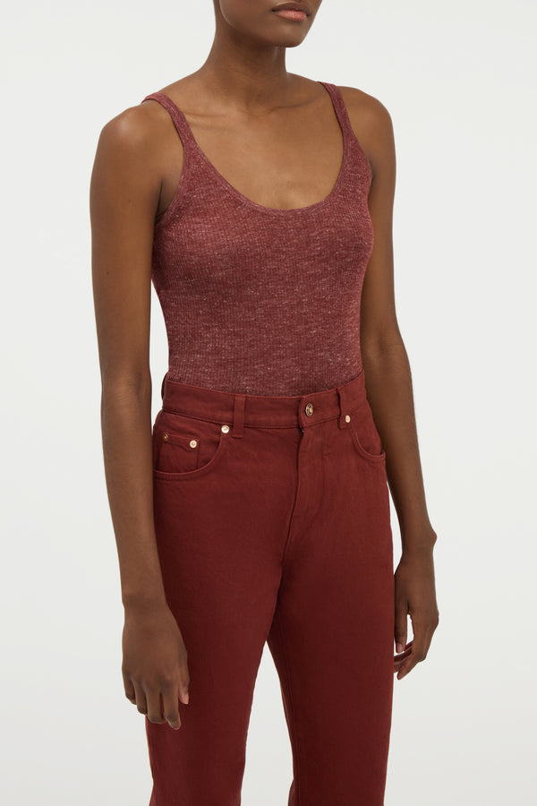 Gabriela Hearst Cinxia Knit Tank Top In Burnt Sienna Cashmere Silk With Hemp