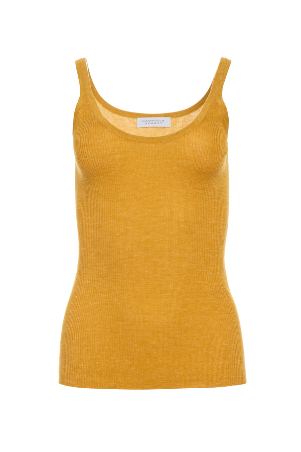 gabriela hearst Cinxia Knit Tank Top in Golden Birch Cashmere Silk with Hemp