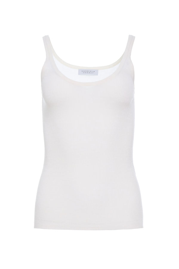 gabriela hearst Cinxia Knit Tank Top in Ivory Cashmere Silk with Hemp