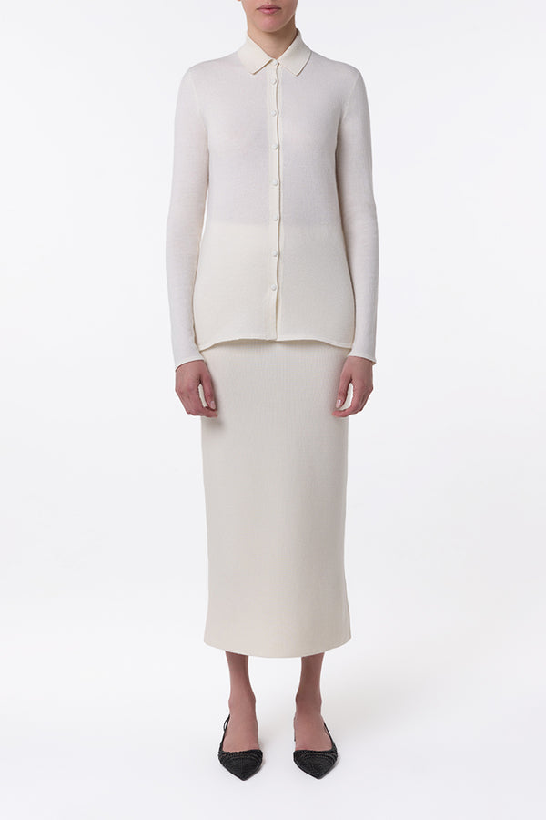 Gabriela Hearst Circe Knit Maxi Skirt In Ivory Merino Wool Cashmere