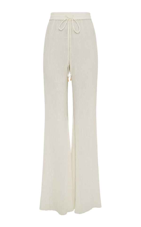 Gabriela Hearst Claude Flare Pant In Ivory Plisse Silk