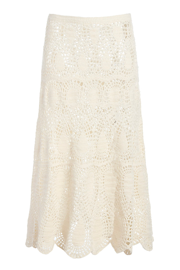gabriela hearst Cleo Crochet Maxi Skirt in Ivory Wool Cashmere