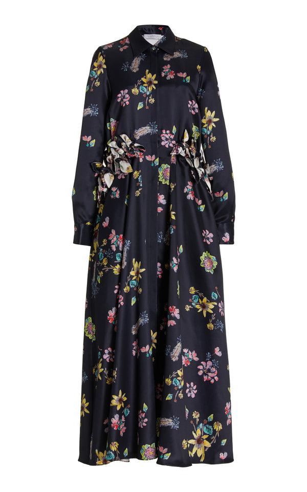 gabriela hearst Clive Shirtdress in Dark Navy Multi Printed Silk