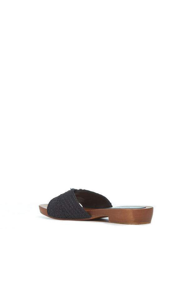 Gabriela Hearst Clover Slide Sandal In Black Leather Jute