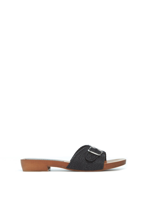 gabriela hearst Clover Slide Sandal in Black Leather Jute