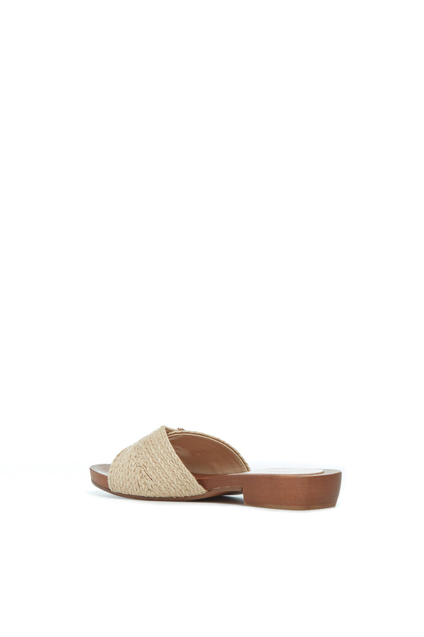 Gabriela Hearst Clover Slide Sandal In Cream Leather Jute