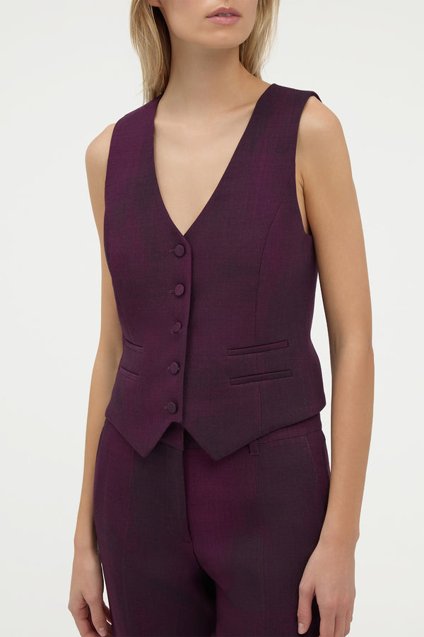 Gabriela Hearst Coleridge Vest In Bordeaux Virgin Wool