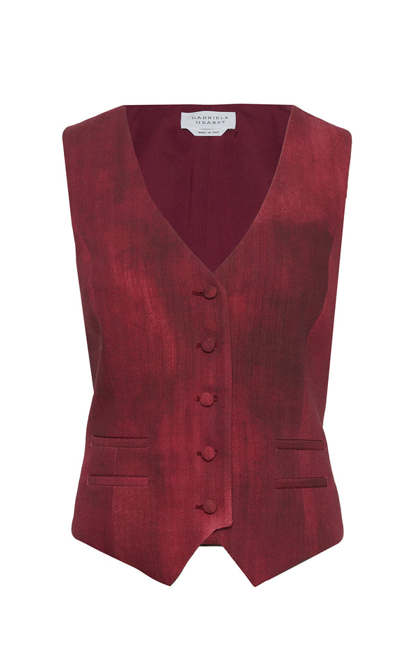 gabriela hearst Coleridge Vest in Bordeaux Virgin Wool