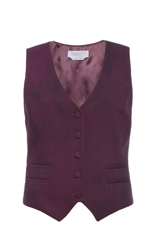 gabriela hearst Coleridge Vest in Bordeaux Virgin Wool
