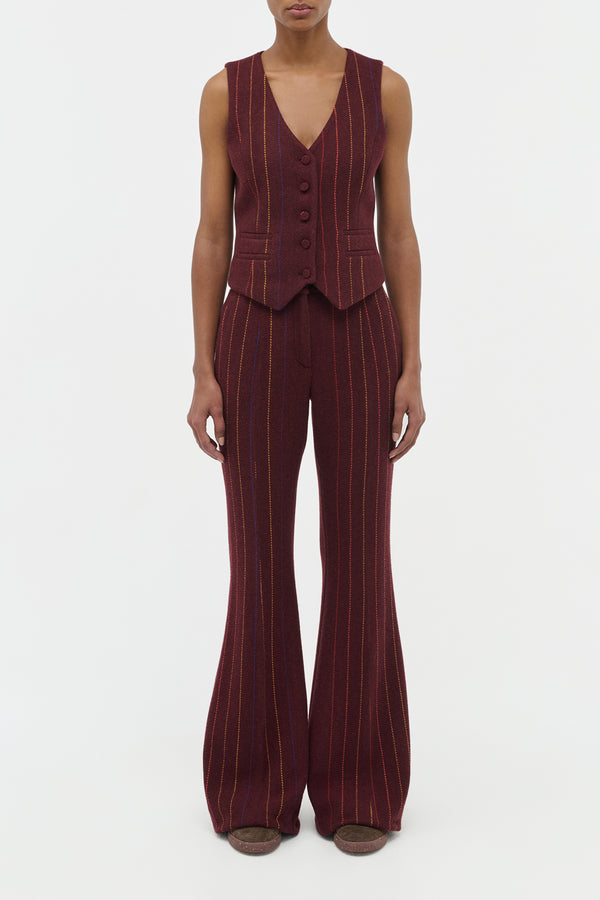 Gabriela Hearst Coleridge Vest In Burnt Sienna Multi Pinstripe Wool Cashmere