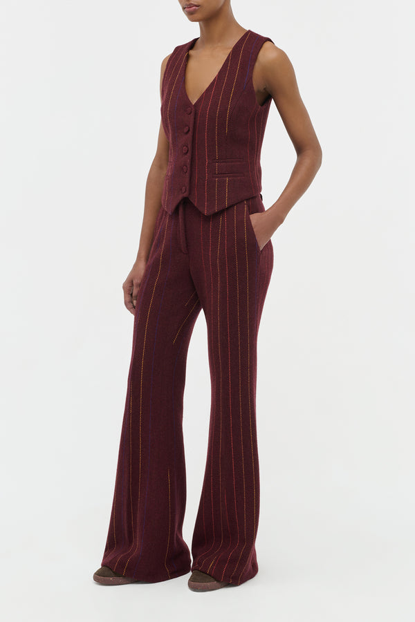 Gabriela Hearst Coleridge Vest In Burnt Sienna Multi Pinstripe Wool Cashmere