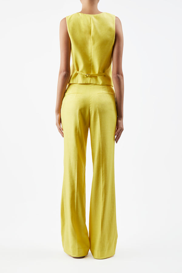 Gabriela Hearst Coleridge Vest In Cadmium Yellow Virgin Wool And Silk Linen Twill