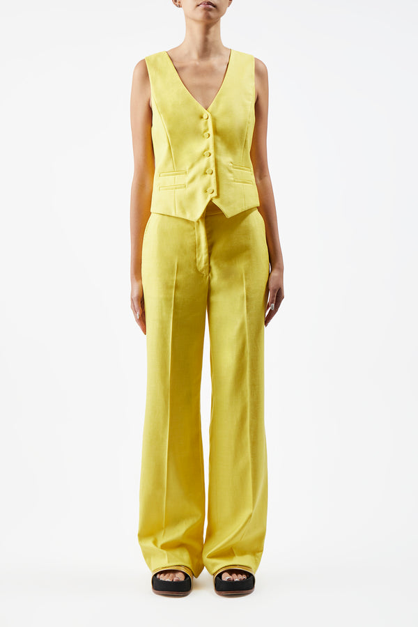 Gabriela Hearst Coleridge Vest In Cadmium Yellow Virgin Wool And Silk Linen Twill