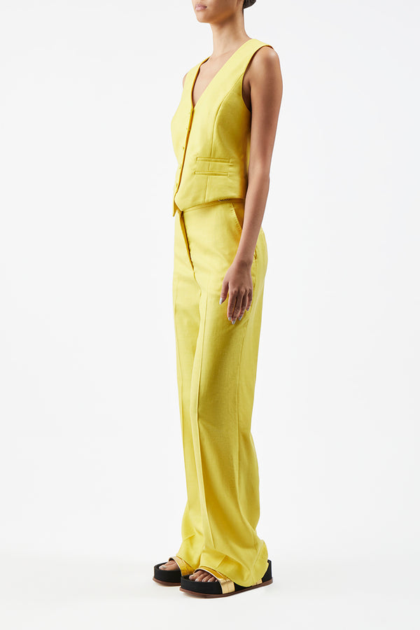 Gabriela Hearst Coleridge Vest In Cadmium Yellow Virgin Wool And Silk Linen Twill
