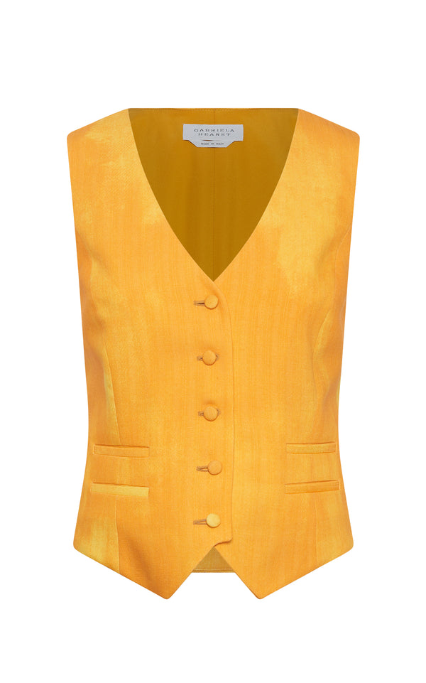 gabriela hearst Coleridge Vest in Cadmium Yellow Virgin Wool