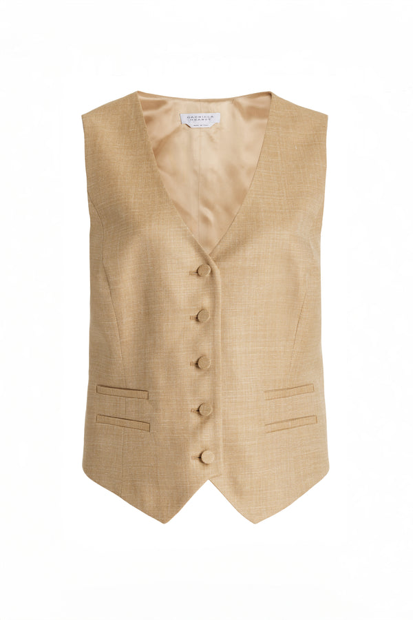 gabriela hearst Coleridge Vest in Hay Virgin Wool and Silk Linen