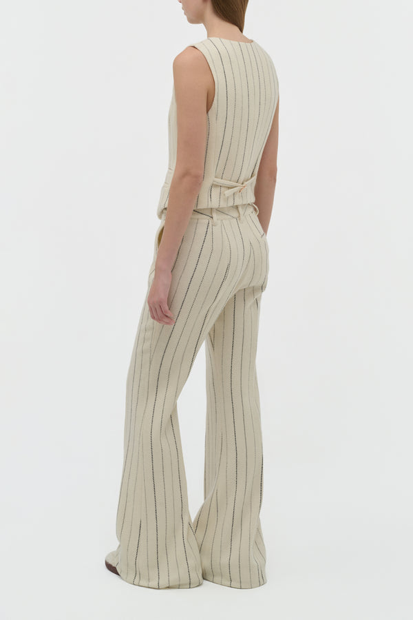 Gabriela Hearst Coleridge Vest In Ivory Multi Pinstripe Wool Cashmere
