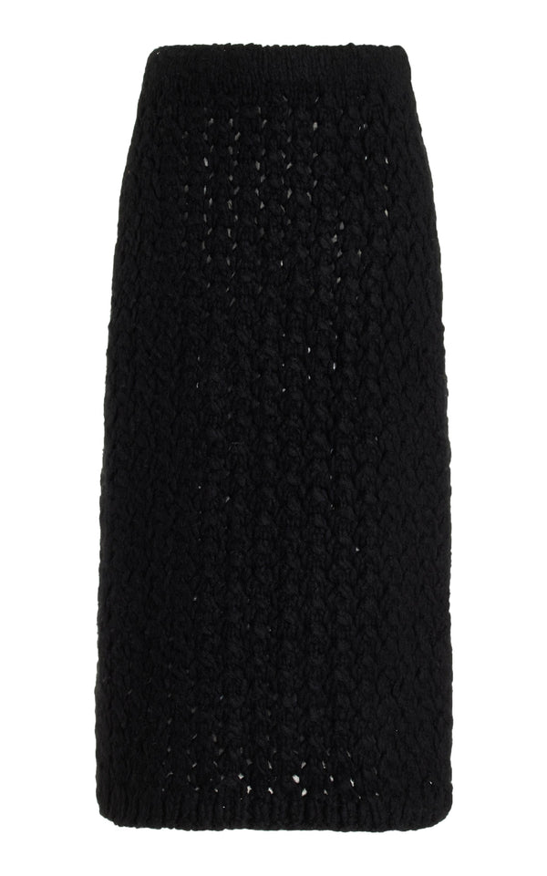 gabriela hearst Collin Knit Midi Skirt in Black Welfat Cashmere