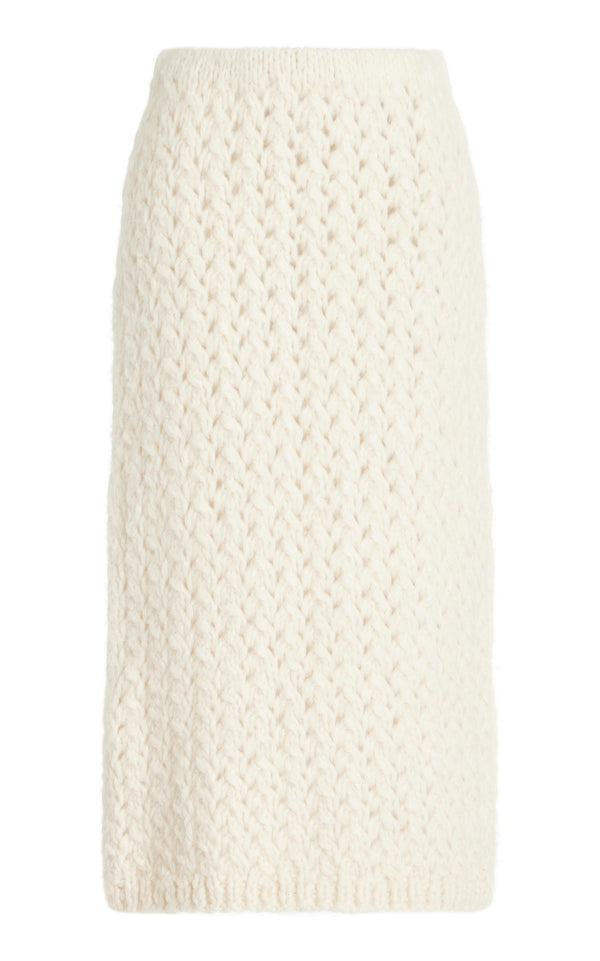 gabriela hearst Collin Knit Midi Skirt in Ivory Welfat Cashmere