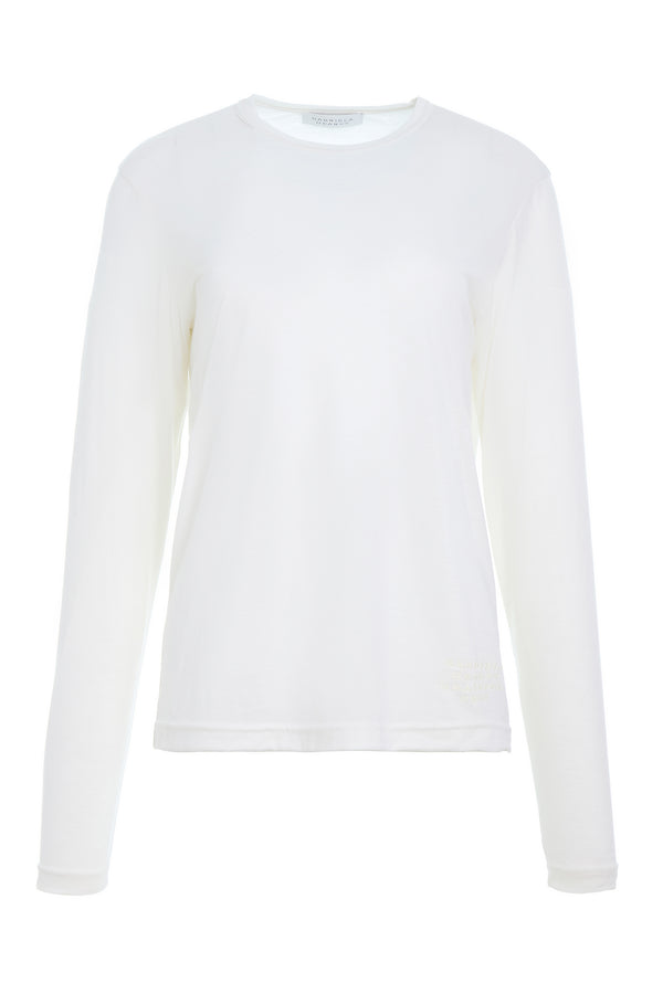 gabriela hearst Combe Long Sleeve T-Shirt in Ivory Cashmere Jersey