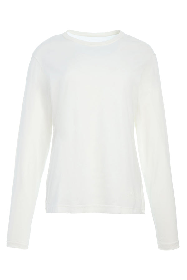 gabriela hearst Combe Long Sleeve T-Shirt in White Fine Cotton Jersey