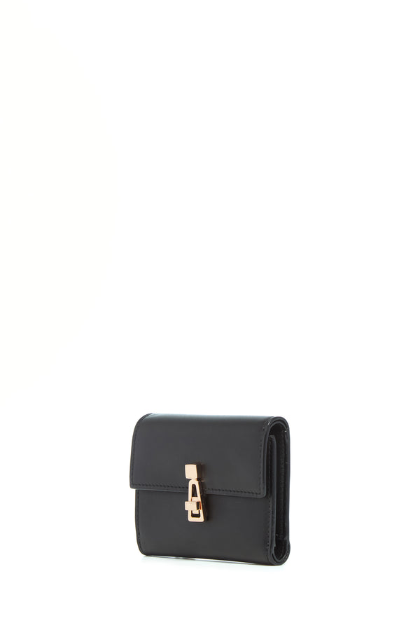 Gabriela Hearst Compact Flat Wallet In Black Leather
