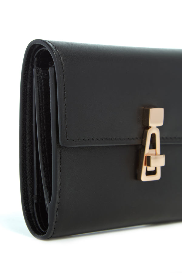 Gabriela Hearst Compact Flat Wallet In Black Leather