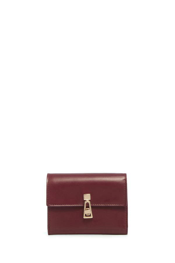 Gabriela Hearst Compact Flat Wallet In Bordeaux & Pink Leather