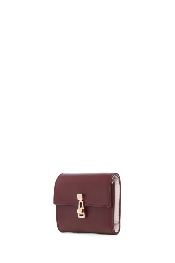Gabriela Hearst Compact Flat Wallet In Bordeaux & Pink Leather