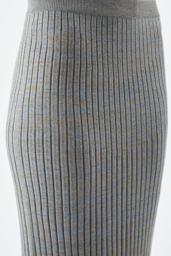 Gabriela Hearst Conti Knit Midi Skirt In Light Blue Melange Cashmere