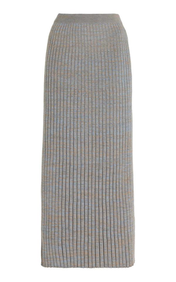 gabriela hearst Conti Knit Midi Skirt in Light Blue Melange Cashmere