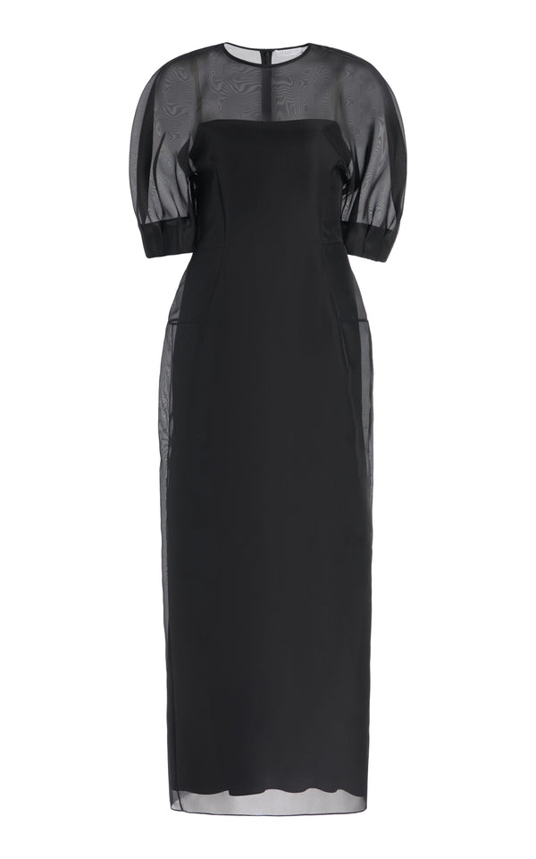 gabriela hearst Coretta Sheer Maxi Dress with Slip in Black Silk Organza